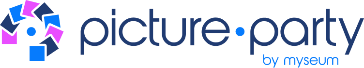 Picture Party wordmark logo reading picture.party; app and site branding displayed in the site header; clean, modern, friendly tone